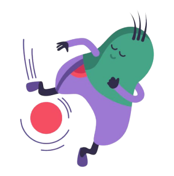 MovePeeps mascot taking a joyful running step